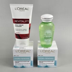 L'Oreal Cleanser, Loreal Hydra Renewal, Loreal Eye Make Up Remover Bundles